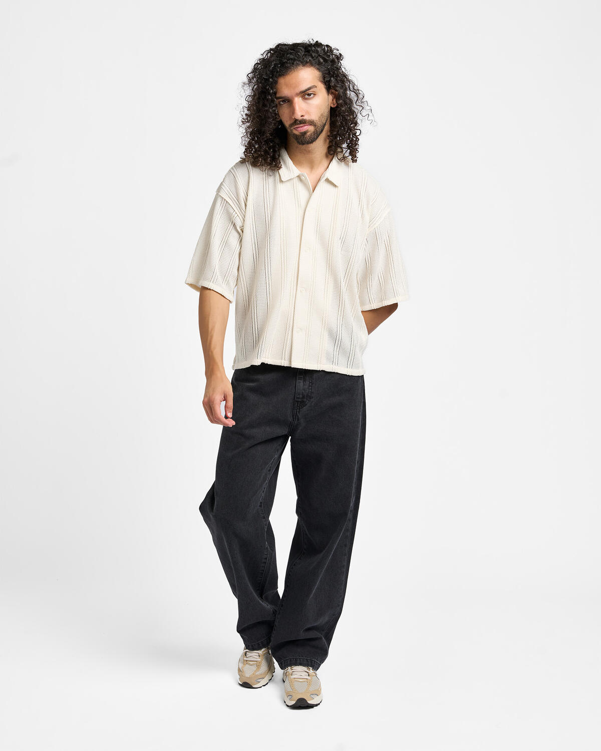 Beams Mesh Open Collar Shirt | 11011668147-05 | AFEW STORE